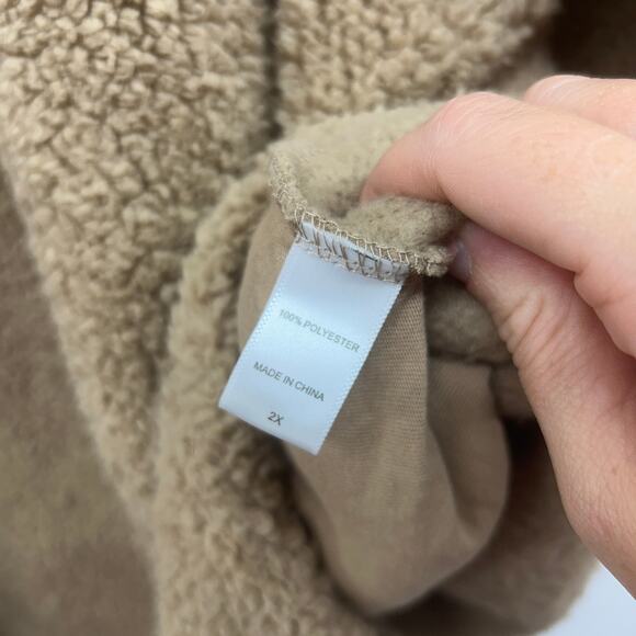 Koolaburra by UGG Brown Sherpa Teddy Fleece Quarter Zip Sweatshirt Plus Size 2X - Picture 6 of 6